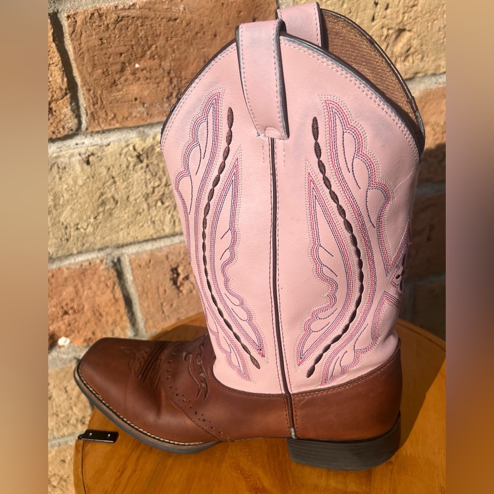 Justin Coffee Westerner Pink Luscious Cowgirl Women boot square toe-size 5.5 - Picture 11 of 11